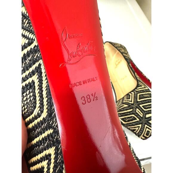 Christian Louboutin Daffodile 160 Platform Pumps Panama Black Cream 38.5 - Picture 9 of 14